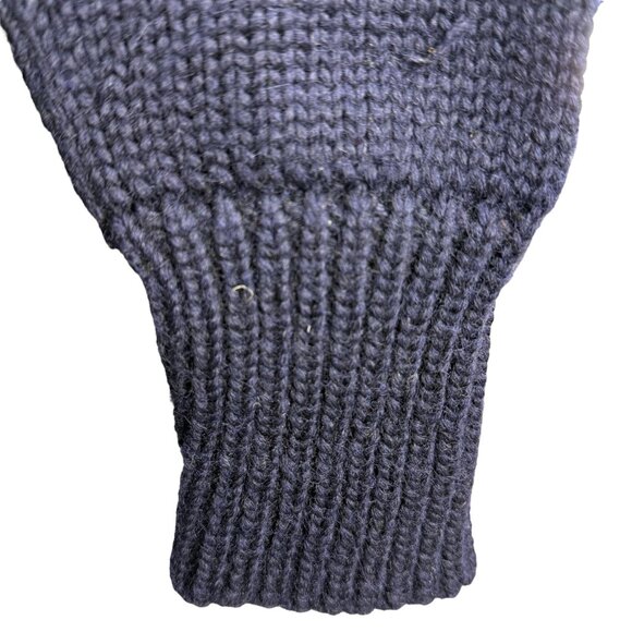 Vintage 1950s Honor Made Wool Sweater Navy Blue Medium Size Mens Knit Pullover - Picture 6 of 7